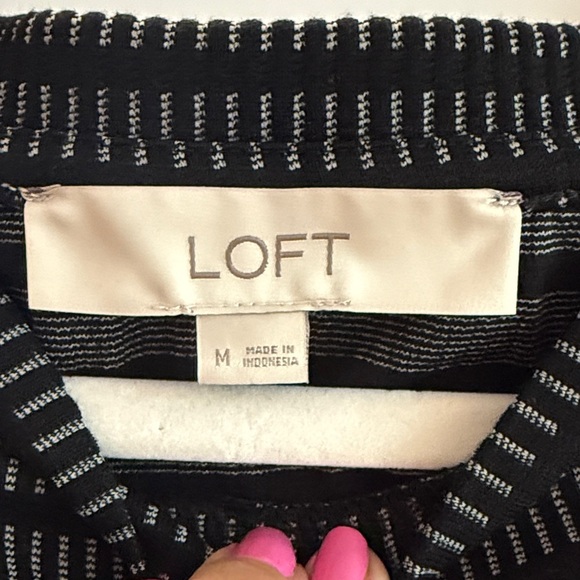 LOFT Black and White Striped Mini Dress - Picture 2 of 5